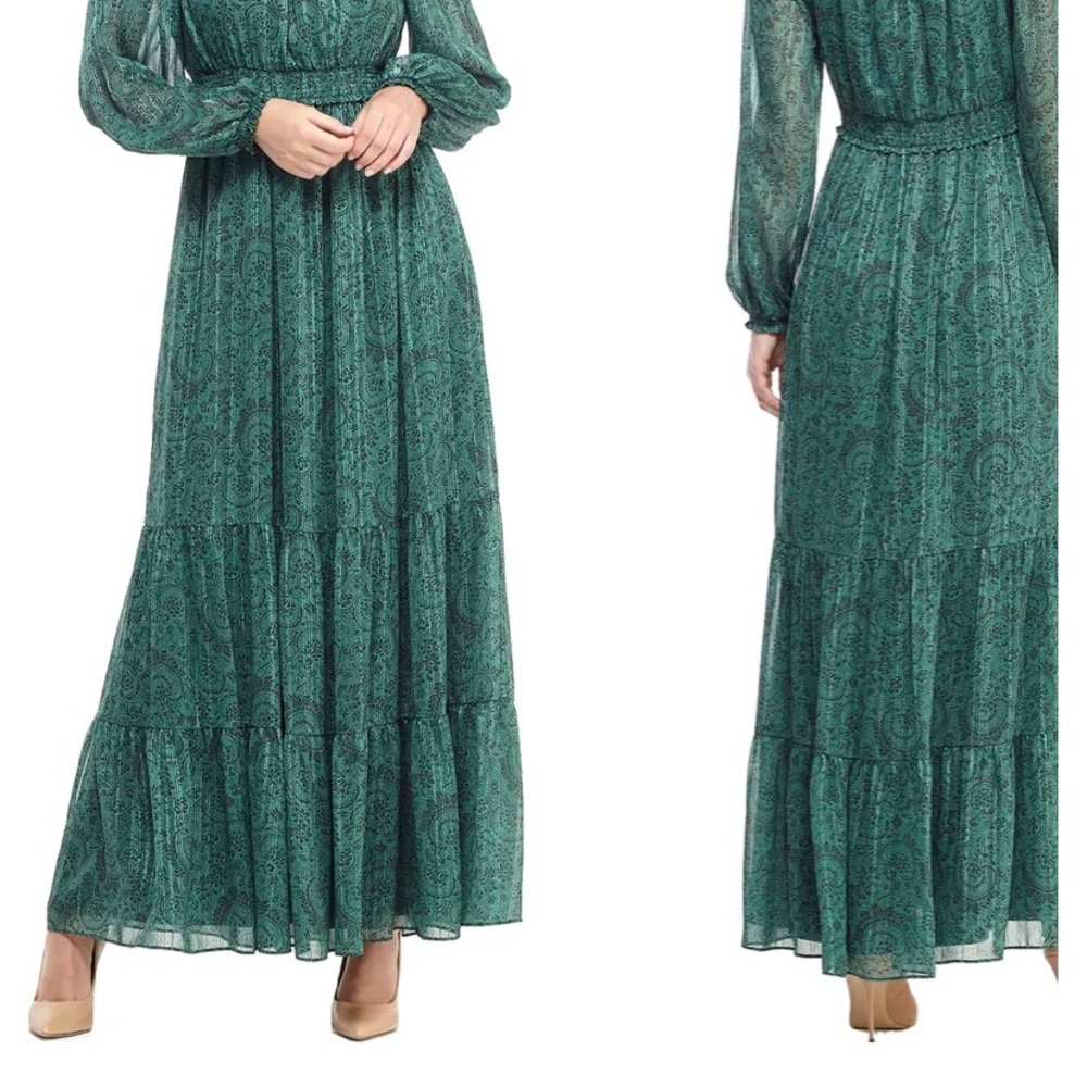 GMG Laurel Print Long Sleeve Chiffon Maxi Dress
